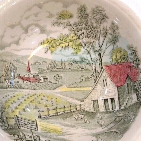 Vintage Alfred Meakin 'Home Pastures' Round Ironstone Vegetable Serving Dish - Picture 6 of 6